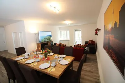 Ein Sitzbereich in der Unterkunft Apartments Tempelhof