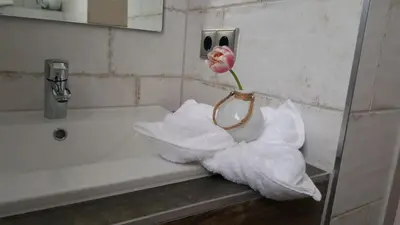 Ein Badezimmer in der Unterkunft Gästehaus Strausberg