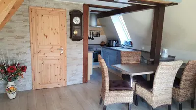 Küche/Küchenzeile in der Unterkunft Ferienhaus am Lübbesee