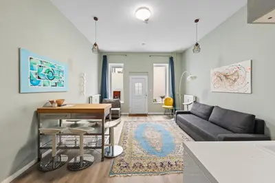 Ein Sitzbereich in der Unterkunft primeflats - Apartment Langhans Berlin-Weißensee