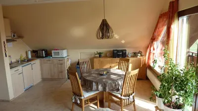 Küche/Küchenzeile in der Unterkunft Ferienwohnung am Stadtrand von Berlin
