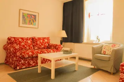 Ein Sitzbereich in der Unterkunft Pension Gestüt Lindenhof