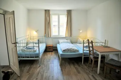 Ein Bett oder Betten in einem Zimmer der Unterkunft Mirabellenhof-Fewo mit Terrasse