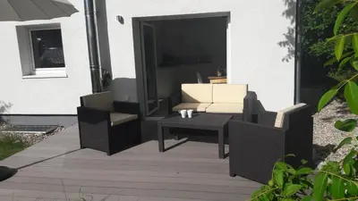 Ein Sitzbereich in der Unterkunft Cottage am Wald bei Berlin