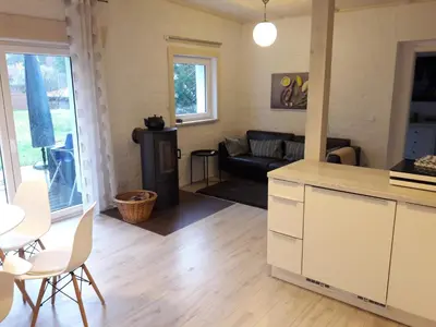 Ein Sitzbereich in der Unterkunft Cottage am Wald bei Berlin