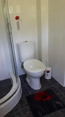 Ein Badezimmer in der Unterkunft Ferienapartment MOHNBLUME