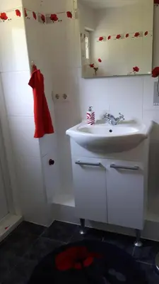 Ein Badezimmer in der Unterkunft Ferienapartment MOHNBLUME