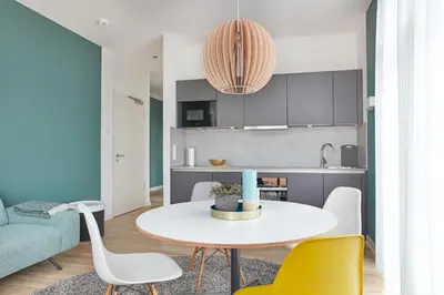 Küche/Küchenzeile in der Unterkunft Park Penthouses Insel Eiswerder by Suite030