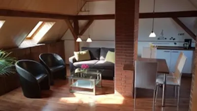 Ein Sitzbereich in der Unterkunft Schorfheider Ferienwohnung