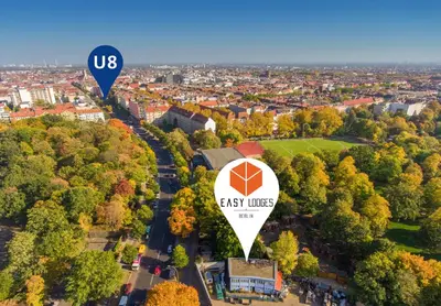 Blick auf EASY Lodges Berlin aus der Vogelperspektive