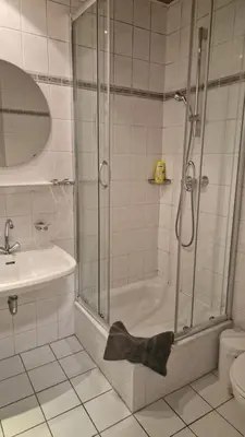 Ein Badezimmer in der Unterkunft Pension Am Mellensee