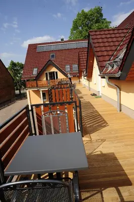 Ein Balkon oder eine Terrasse in der Unterkunft Ferienappartements Am Spreewaldfliess