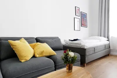 Ein Sitzbereich in der Unterkunft GREIF by ROCKCHAIR Apartments l SUPERHOST Status l 2 Bedrooms Boxspringbeds in City Center - Cozy Family & Business Flair welcomes you!