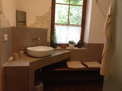 Ein Badezimmer in der Unterkunft Auszeithaus Brigittenhof