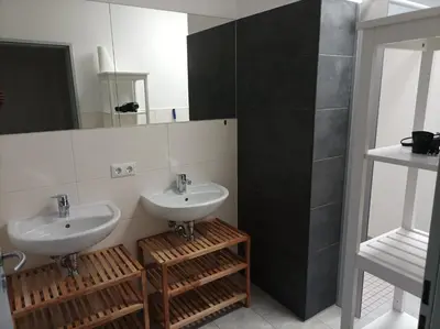 Ein Badezimmer in der Unterkunft Boootshaus - Am Spreeufer