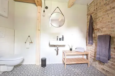 Ein Badezimmer in der Unterkunft Scheune de Lütt - Kleine Scheune ganz groß am Rande der Schorfheide - Natur pur