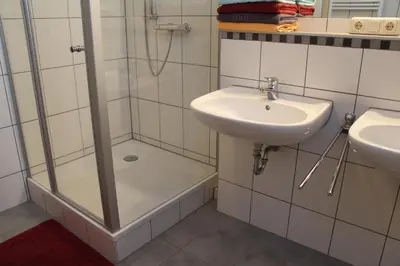 Ein Badezimmer in der Unterkunft Ferienwohnung Oleanderhof
