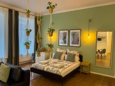 Ein Bett oder Betten in einem Zimmer der Unterkunft Nice studio in Friedrichschain area