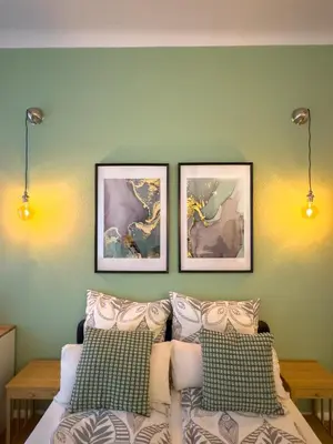 Ein Bett oder Betten in einem Zimmer der Unterkunft Nice studio in Friedrichschain area