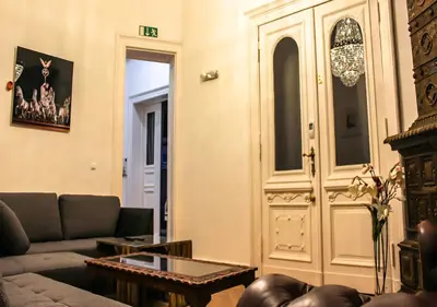Ein Sitzbereich in der Unterkunft Kudamm Apartments
