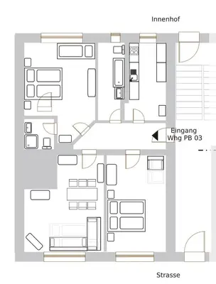 Grundriss der Unterkunft Wohnung mit 2 Bädern (PB3)