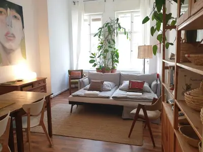 Ein Sitzbereich in der Unterkunft Apartment center Friedrichshain