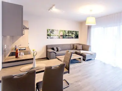 Ein Sitzbereich in der Unterkunft Appartements mit Blick auf die Spree in Lübben