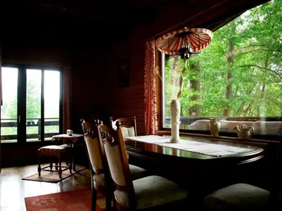 Ein Sitzbereich in der Unterkunft Ferienhaus Seeblick in Goyatz