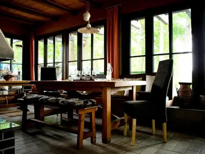 Ein Sitzbereich in der Unterkunft Ferienhaus Seeblick in Goyatz