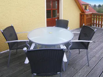Ein Balkon oder eine Terrasse in der Unterkunft Ferienwohnung, Beetzseeheide