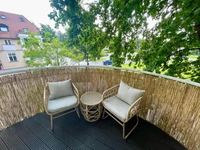 Ein Balkon oder eine Terrasse in der Unterkunft Ferienwohnung BadSaarowZentrum