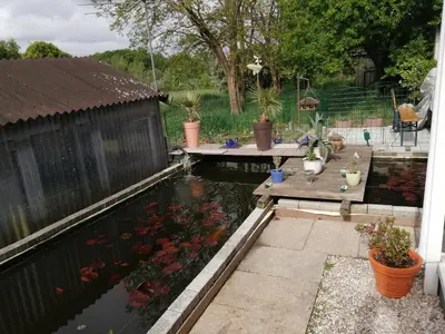 Ein Garten an der Unterkunft Kleines Haus im Oderbruch