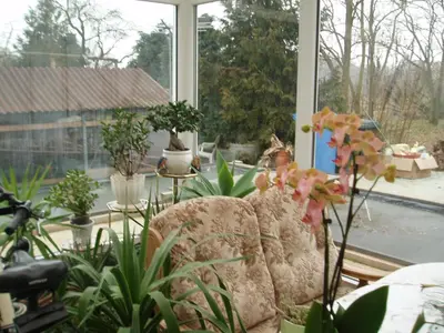 Ein Garten an der Unterkunft Kleines Haus im Oderbruch