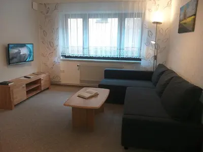 Ein Sitzbereich in der Unterkunft Ferienwohnung Kühl