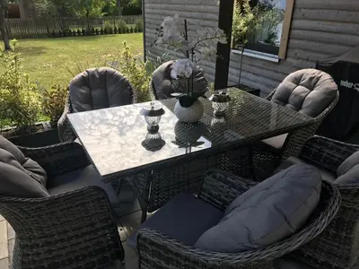 Ein Sitzbereich in der Unterkunft Ferienhaus am Dachsberg