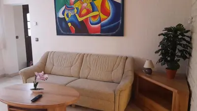 Ein Sitzbereich in der Unterkunft Ferienwohnung Zossen