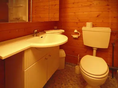 Ein Badezimmer in der Unterkunft Blockhäuser am Fährsee, Templin