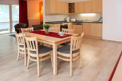 Küche/Küchenzeile in der Unterkunft Appartements Am Spreewaldfliess, Schlepzig