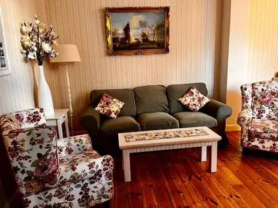 Ein Sitzbereich in der Unterkunft Apartmenthaus im holländischen Viertel