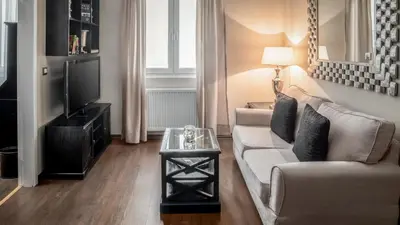 Ein Sitzbereich in der Unterkunft Palacina Berlin - Serviced Apartments