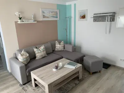 Ein Sitzbereich in der Unterkunft Ferienwohnung Blume