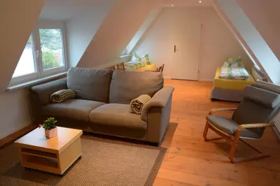 Ein Sitzbereich in der Unterkunft Ferienhaus BAUMBLÜTE