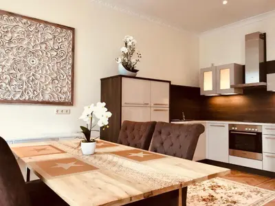 Küche/Küchenzeile in der Unterkunft Mediterrane Luxusferienwohnung 5, Berlin- Köpenick, Am Müggelsee