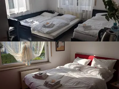 Ein Bett oder Betten in einem Zimmer der Unterkunft Ruhige Zimmer im Grünen