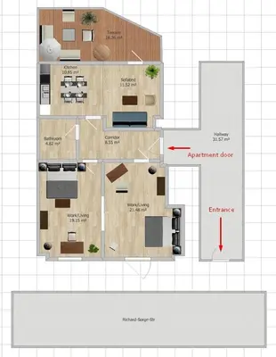 Grundriss der Unterkunft 90sqm 2BR Design Gem - outdoor terrace