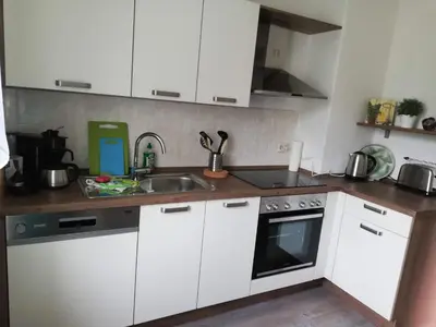 Küche/Küchenzeile in der Unterkunft Ferienwohnung mit Seeblick