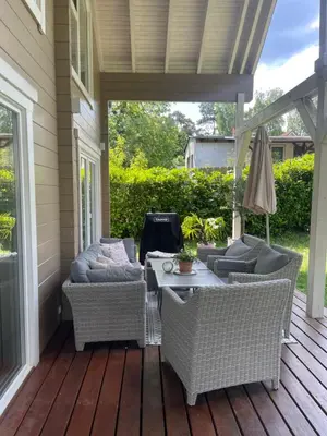 Ein Sitzbereich in der Unterkunft Chalet Rotbuche