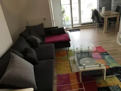 Ein Sitzbereich in der Unterkunft Cityflair Apartments