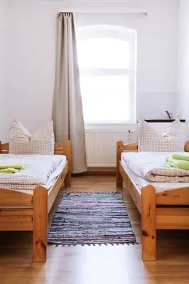 Ein Bett oder Betten in einem Zimmer der Unterkunft Ferienwohnung an der Berliner Seenkette