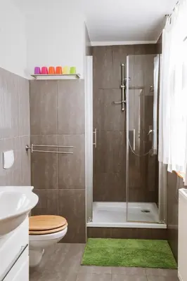 Ein Badezimmer in der Unterkunft Ferienwohnung an der Berliner Seenkette
